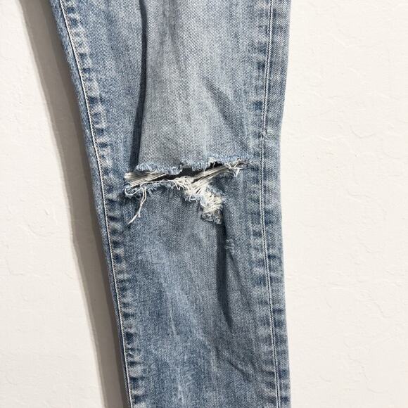 Moussy Denim Sz 26  Distressed Jeans Medium Blue Straight Mid Rise Howa - Picture 4 of 13